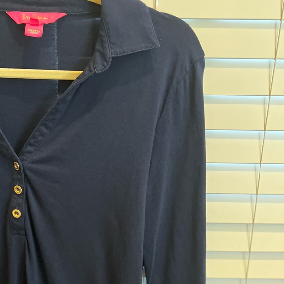Lilly P three quarter sleeve navy polo . Excellent condition. Barely worn. - Picture 3 of 14